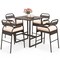 5 Piece Patio Bar Set PE Rattan Counter Table Set With 4 Stools Outdoor Furniture Mix Brown